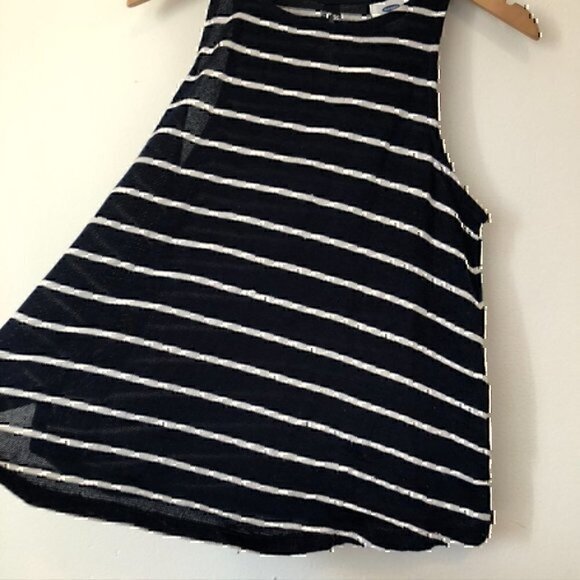 OLD NAVY Navy Blue White Striped Sleeveless Knit Cutout Back Tank Top Medium M - Picture 8 of 11